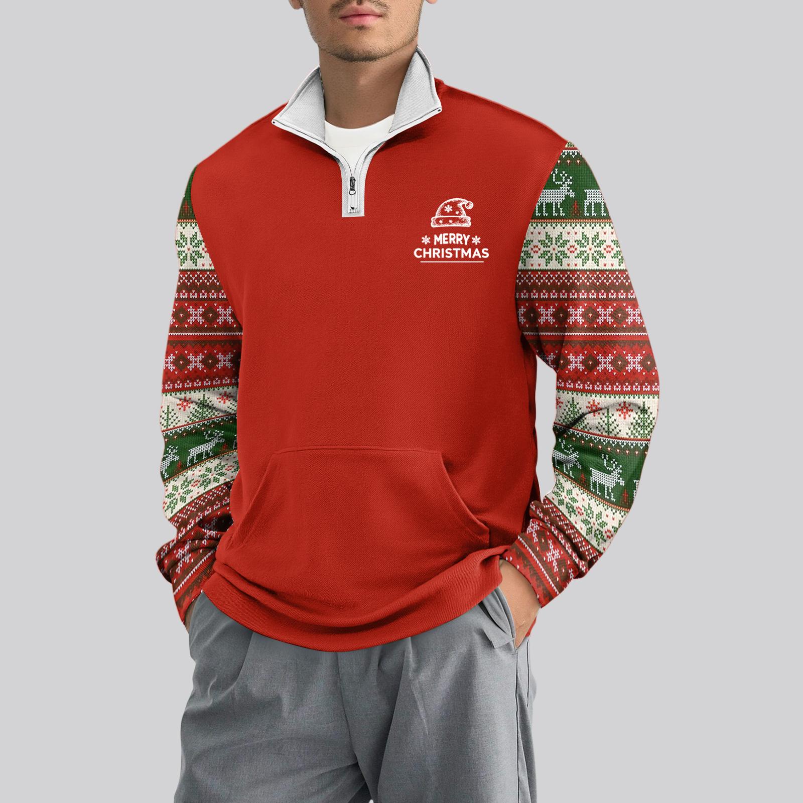 

Мужской повседневный свитшот с длинными рукавами, воротником на молнии до четверти. M