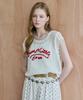 MAXZA Lettering Embroidery Punched Layered Knit