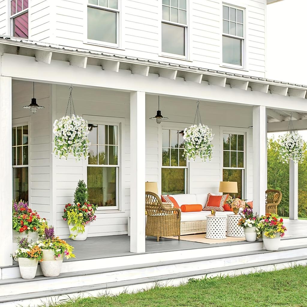 1pcs Artificial Morning Glory & Eucalyptus Vine Wall Hanging - Pink & Purple Trumpet Flower Decoration for Outdoor Garden, Patio, or Home Decor