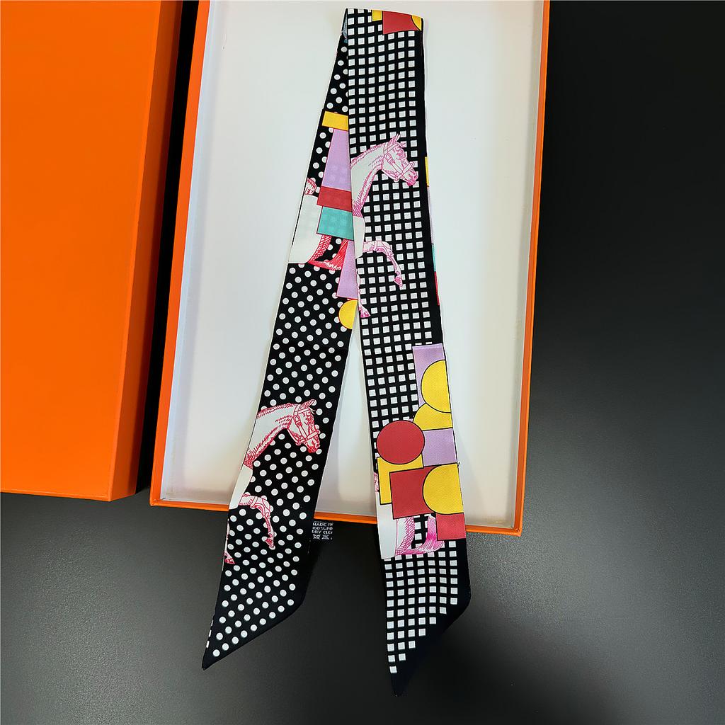 Gorgeous Saddle Twill Silk Scarf Women Fashion Scarf Luxury Skinny Bag Scarves Brand Design Foulard  Neckerchief Hair Headband