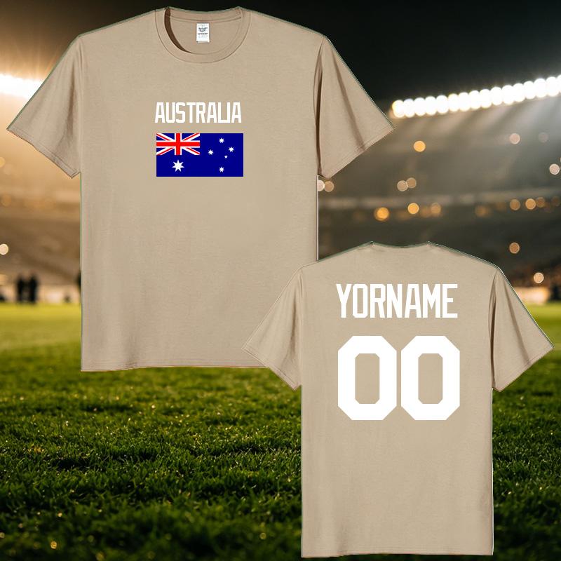 Australia National Football Custom Name Number T Shirt Unisex Personalized Diy 2026 Football Tour Match Day Fan Streetwear Tee