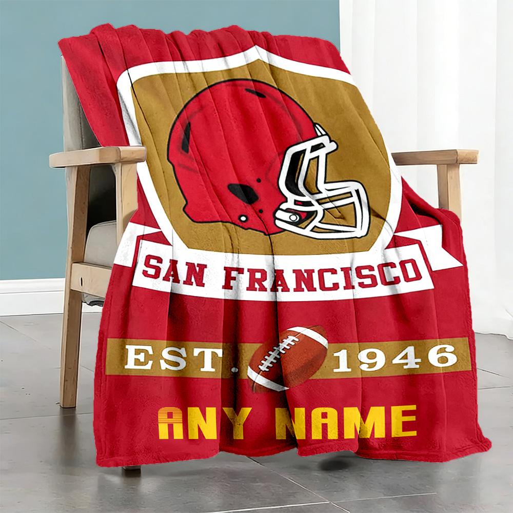 San Francisco Football Fans Personalized Text Blanket Throw Customizable Blanket Comfortable Great for Office Chair Seaside Nap Living Room