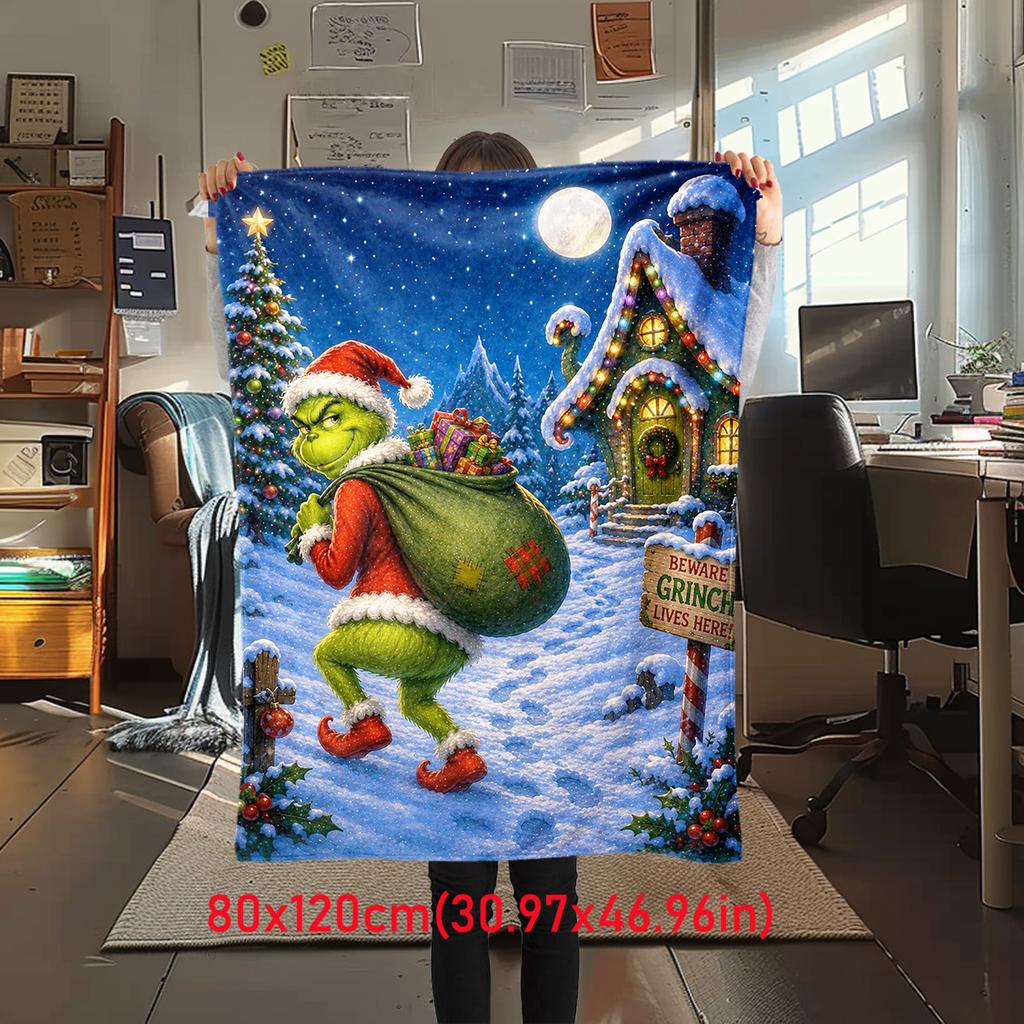 Christmas Gift Comedy Movie How the Grinch Stole Christmas blanket home warming, four season bed decoration sofa cover flannel throwing blanket K10