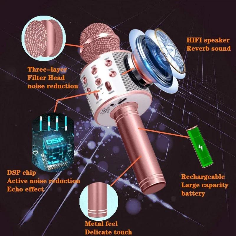 Bluetooth Karaoke Portable Wireless Karaoke Microphone Home KTV Player For Kids Professional Speaker Handheld For Party Singing