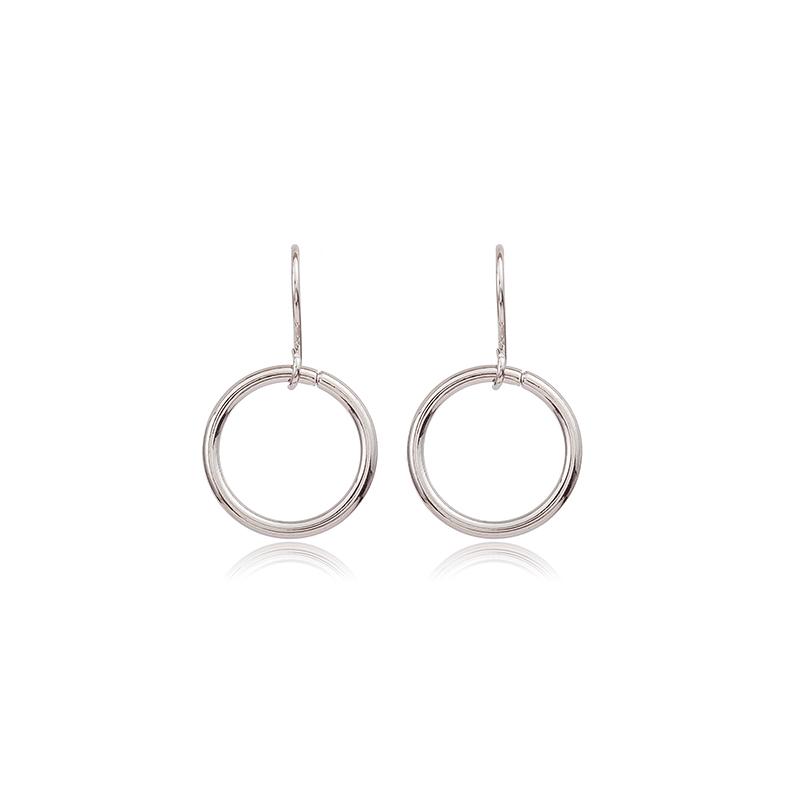 Simple Smooth Round Circle Drop Dangle Earrings for Female Geometric Pendant Ear Wedding Jewelry