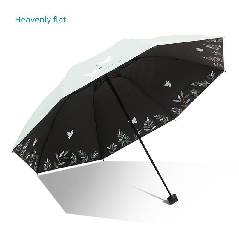 Paradise Umbrella Sun Protection Uv Protection Sun Umbrella Black Vinyl Sunshade Umbrella Lightweight Portable Folding Sun and Rain Umbrella Women's