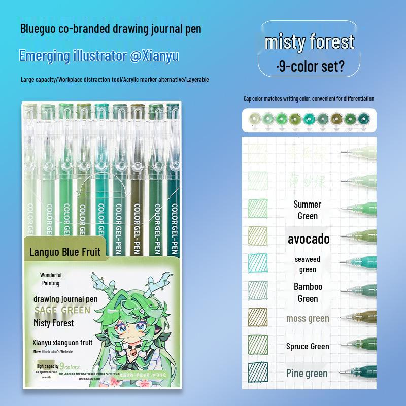 Blue Morandi Fluorescent Highlighter Notebook Pen for Notes & Drawing