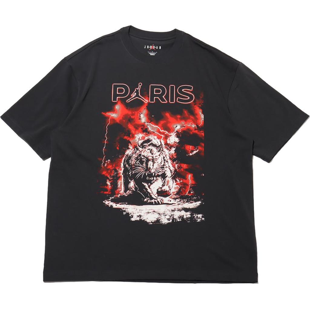 Jordan FW24 MJ PSG STMT SS GFX Comodo Pullover Sportivo Girocollo Manica Corta T-Shirt Uomo Top Nero Vela-Bianco FV7734-045