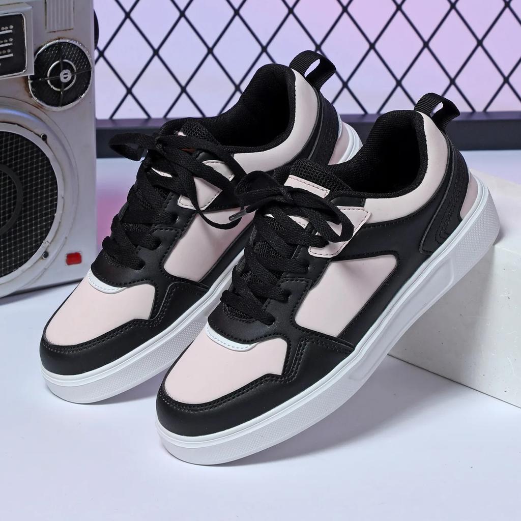 White Shoes PU Leather Board Shoes Women Breathable Casual Sneakers Men Lace-up Trendy Running Trainers Anti-slip Waterproof