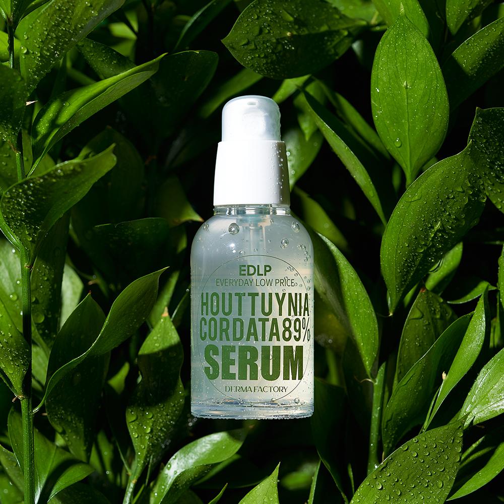 DERMA FACTORY EDLP Houttuynia Cordata 89% Sérum 50 ml – Veganský zklidňující a hydratační booster pro citlivou mastnou pleť, nelepivé svěží složení, Korejské