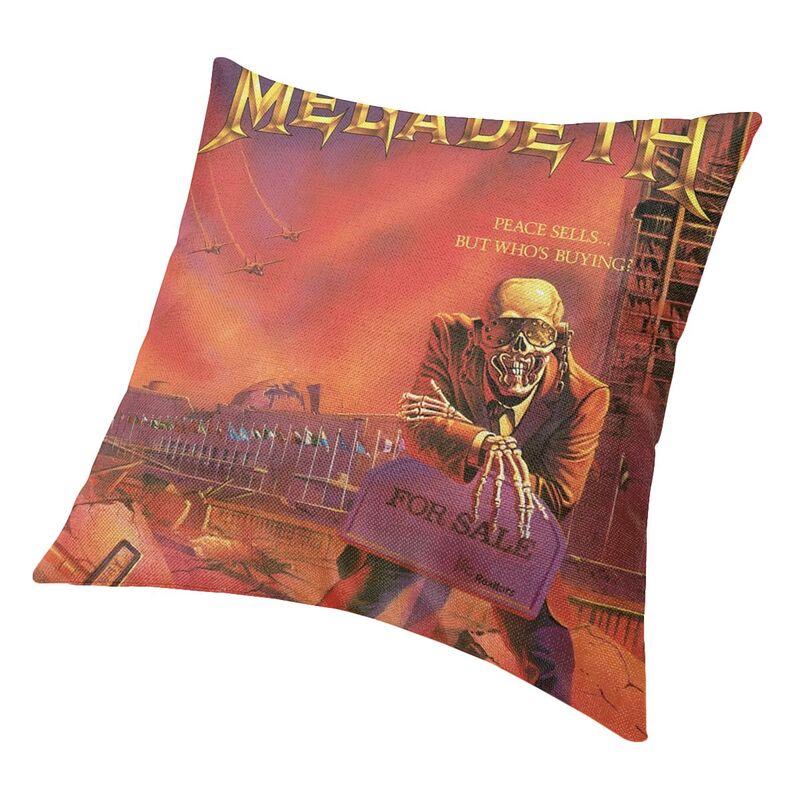 Megadeths Rock Band Square Pillow Case Home Decor Heavy Metal Band Cushions Throw Pillow For Living Room Double-Sided Printing