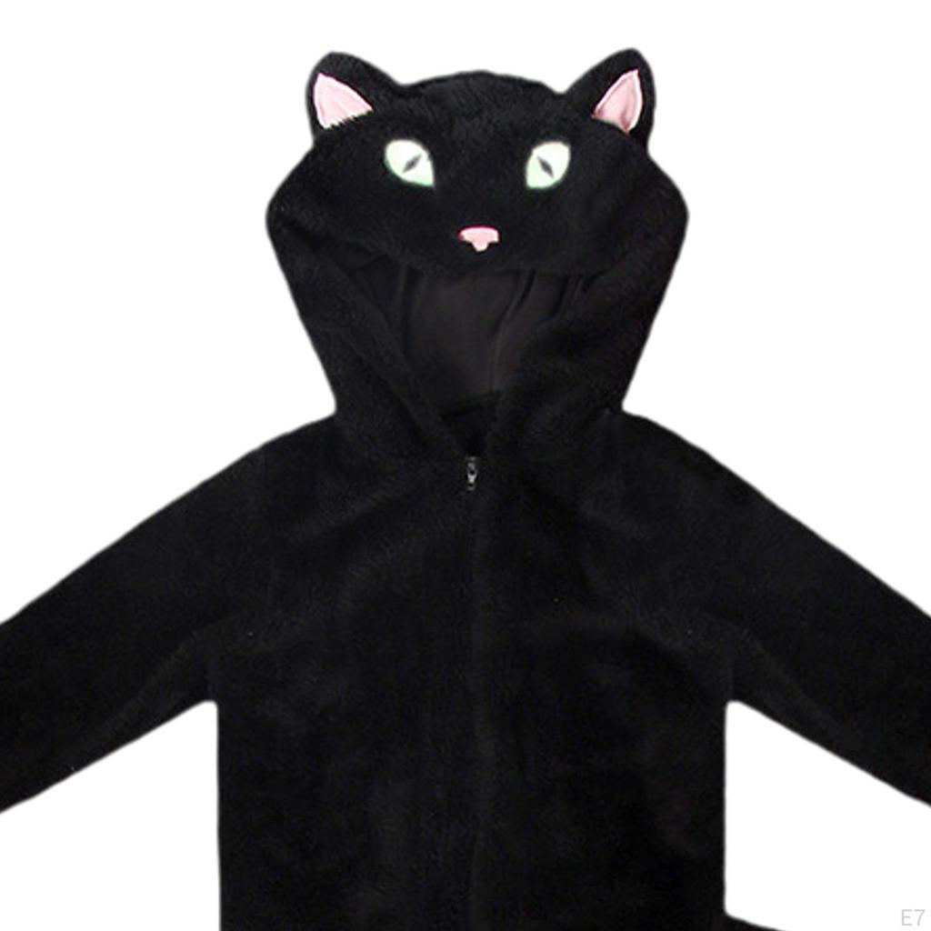 Cosplay Costume Cat Hooded Jumpsuit Hat Polyester Lightweight Outfit Suitable for Themed Gatherings