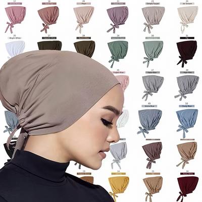 Newest Modal Jersey Hijab Undercap Wrap Cotton Muslim Hijab Inner Scarf Solid Headband Bonnet Hat Headwrap Female Turbante Mujer
