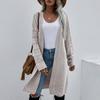 Women's Solid Color Knitted Long-Sleeved Temperament Fashion Sweater Cardigan Coat