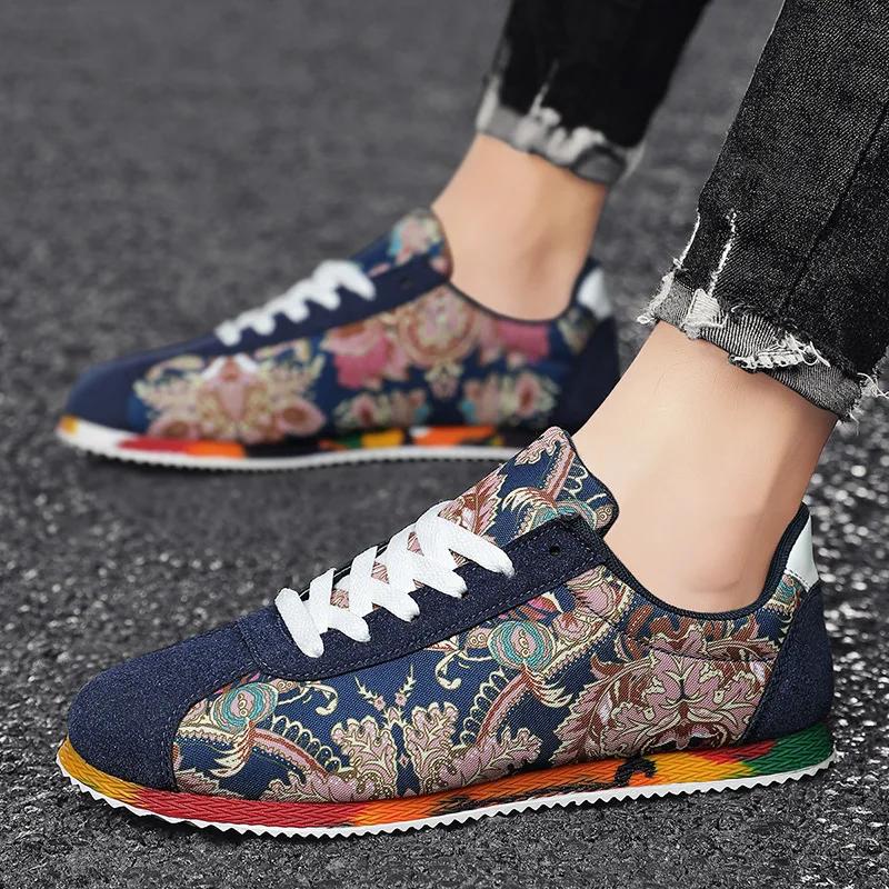 Designer Men's Casual Shoes Graffiti Printed Canvas Shoes for Men High Quality Breathable Running Shoes Lightweight Men Sneakers