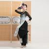 Set da Ballo Classico Cinese da Donna con Collo Qipao, Tunica Trasparente Sfumata con Stampa a Inchiostro e Pantaloni a Gamba Larga per Performance