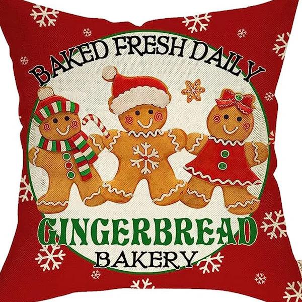 New Christmas Gingerbread Man Candy Decorative Pillow Cover Home Living Room Holiday Party Pillow Cover