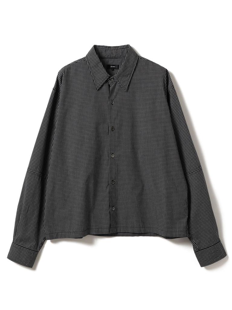 Beams Men's Wide Short Fit Slit Shirt, Black, Size S