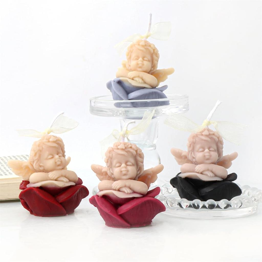 3D Rose Flower Angel Candle Mold Silicone Gift Making Kit Diy  Soap Handmade Gypsum Scented Soap Mould