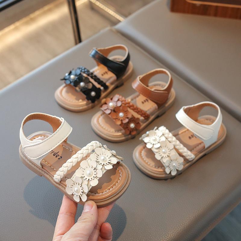 Girls' Floral Sandals New Summer Children's Shoes Princess Shoes Korean Version Soft Sole Non-Slip Toddler Baby Shoes