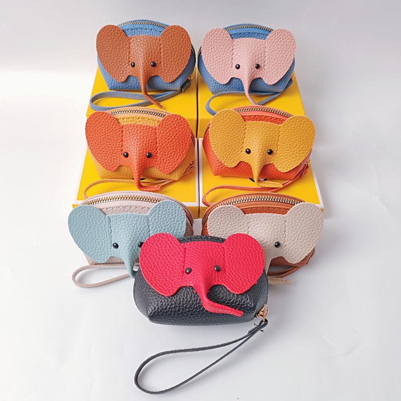 Pu Leather Baby Elephant Coin Purse Women'S Bag Pendant Creative Card Holder Storage Lipstick Envelope Zipper Money Bag