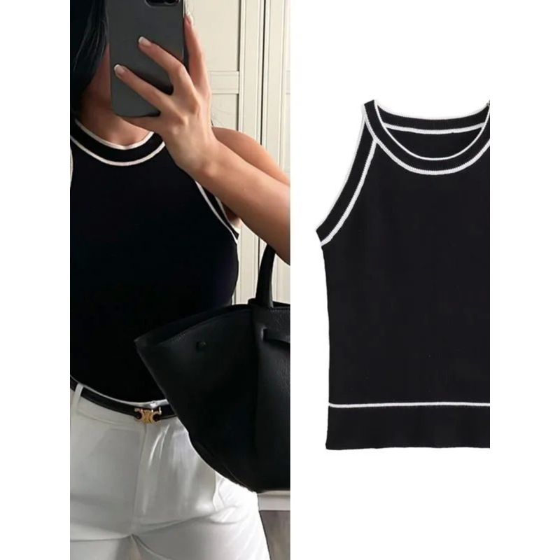Hanging Neck Sleeveless Slim Fit Sweater Halterneck Pullover Sleeveless Slim Fit Sweater