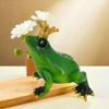 Study Wearing Crown Miniature Frog Statues Resin Material Cute Frog Figurines Handmade Frog Ornament Office Bookcase