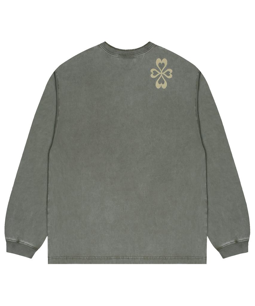XTONZ Xtt120 Jenna Fade Washed Henley Neck Long Sleeve (Khaki)