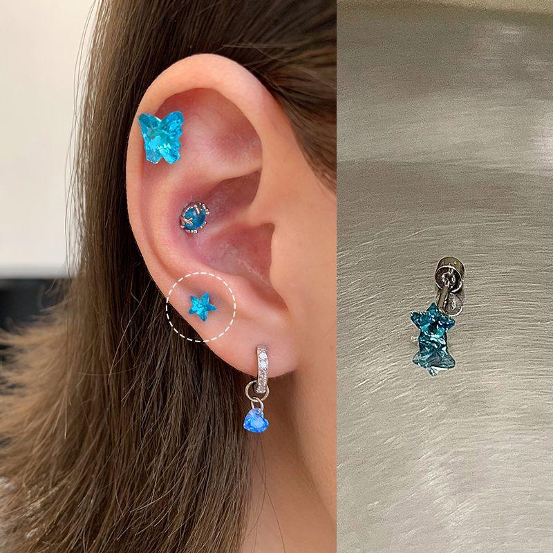 

Магазин Ringring Синяя морская звезда Титановая сталь Серьги-гвоздики Женские серьги Гвоздик для пирсинга уха Плоские Не нужно снимать с уха Штифт для пирсинга ушной раковины Женские серьги-ракушки Sapphire Star 1 only