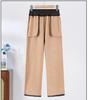 2024 Fashionable High-Waisted Woolen Pants for Middle-Aged & Elderly Women - Elastic Waist, Loose Fit, Plus Size for Autumn/Winter