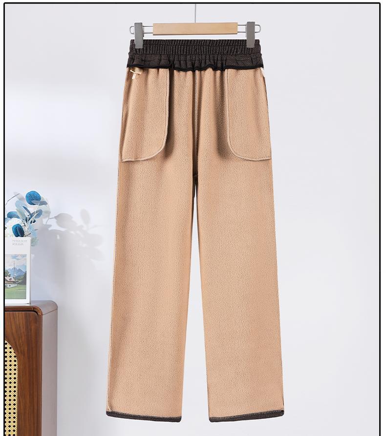 2024 Fashionable High-Waisted Woolen Pants for Middle-Aged & Elderly Women - Elastic Waist, Loose Fit, Plus Size for Autumn/Winter