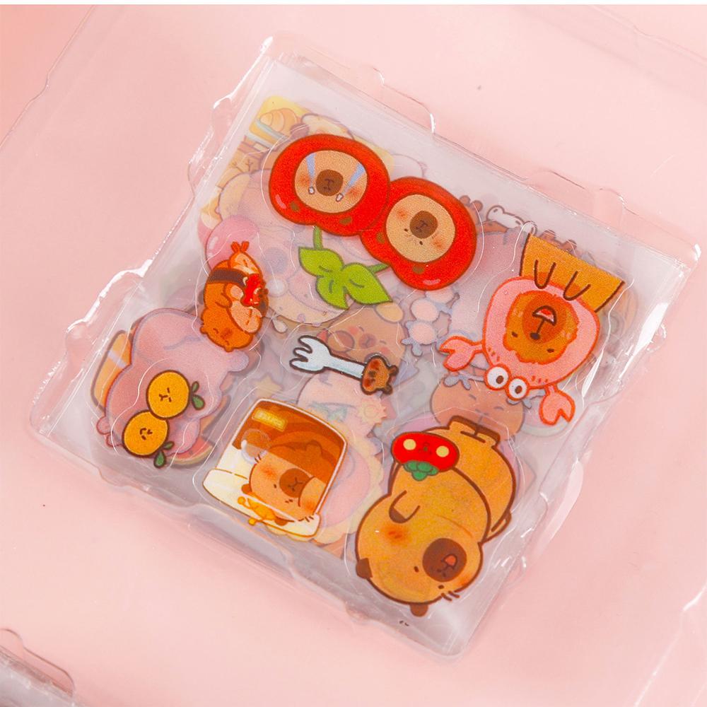 100pcs/Box Transparent Kawaii Cartoon Capybara Stickers Animal Decals Toys DIY Notebook Laptop Cute Kids Reward Sticker Gift
