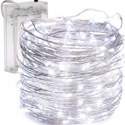 TG66259-1 CHRISTMAS TREE LIGHTS ON WIRE 10 LED MICRO GARLAND COOL WHITE + Batteries