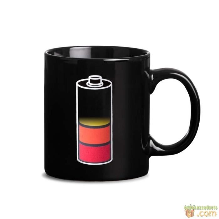 Mug - batterie - changement de couleur - noir - plastique - design contemporain