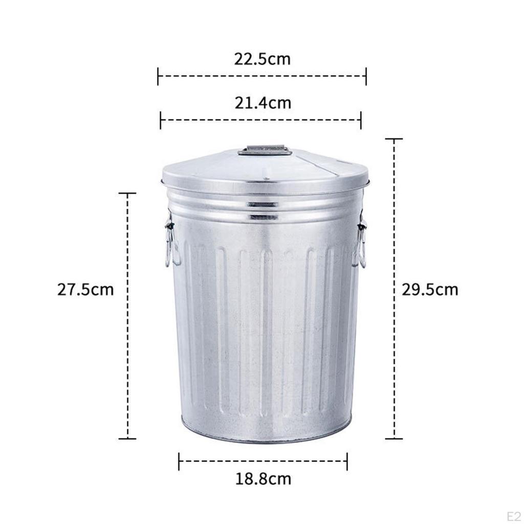 8L Outdoor Metal Trash Can with Seal Lid Versatile for Patio Farm Compost Bin Rustic Sturdy Storage
