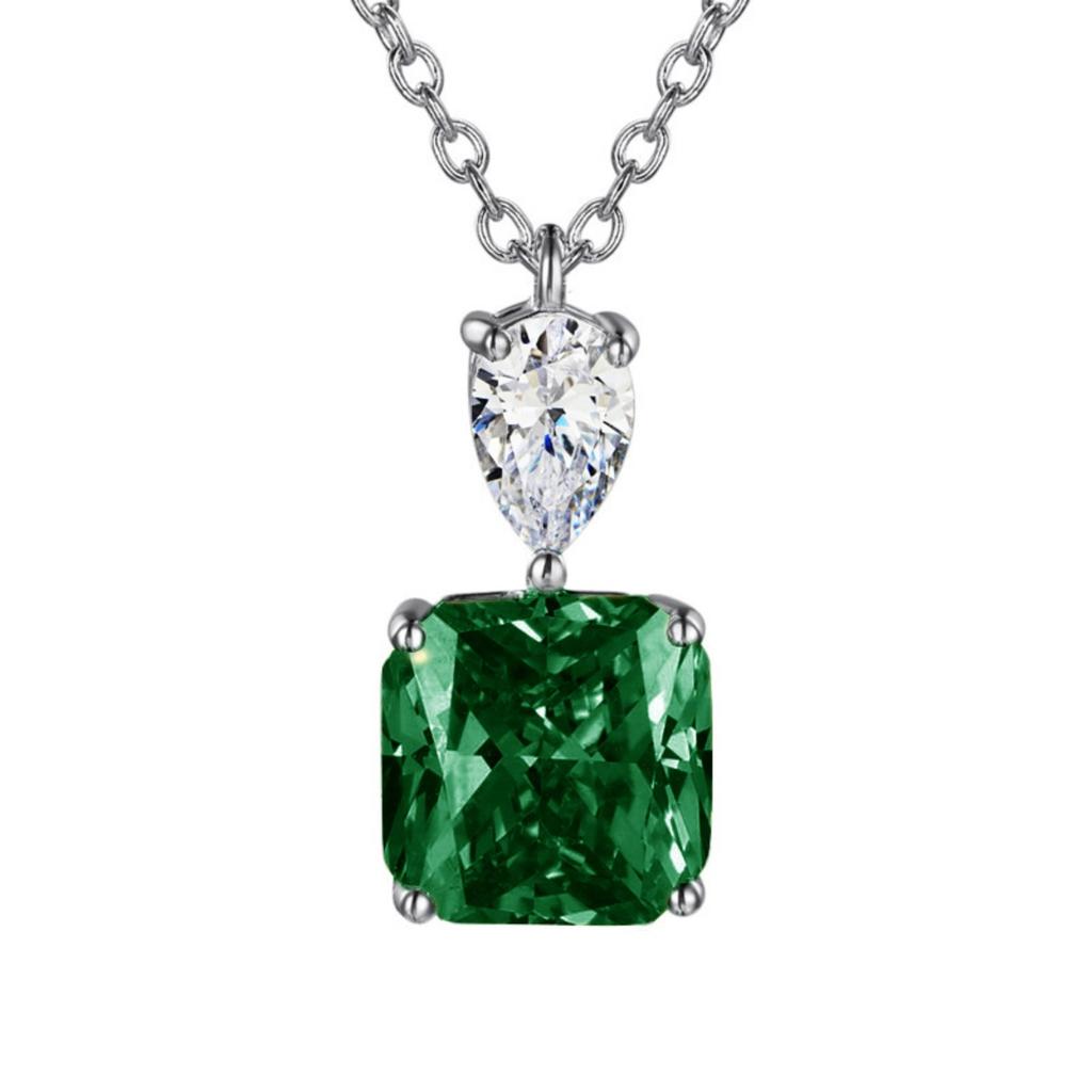 Pear and Square Cut Pendant Necklace Sparkling Design for Women