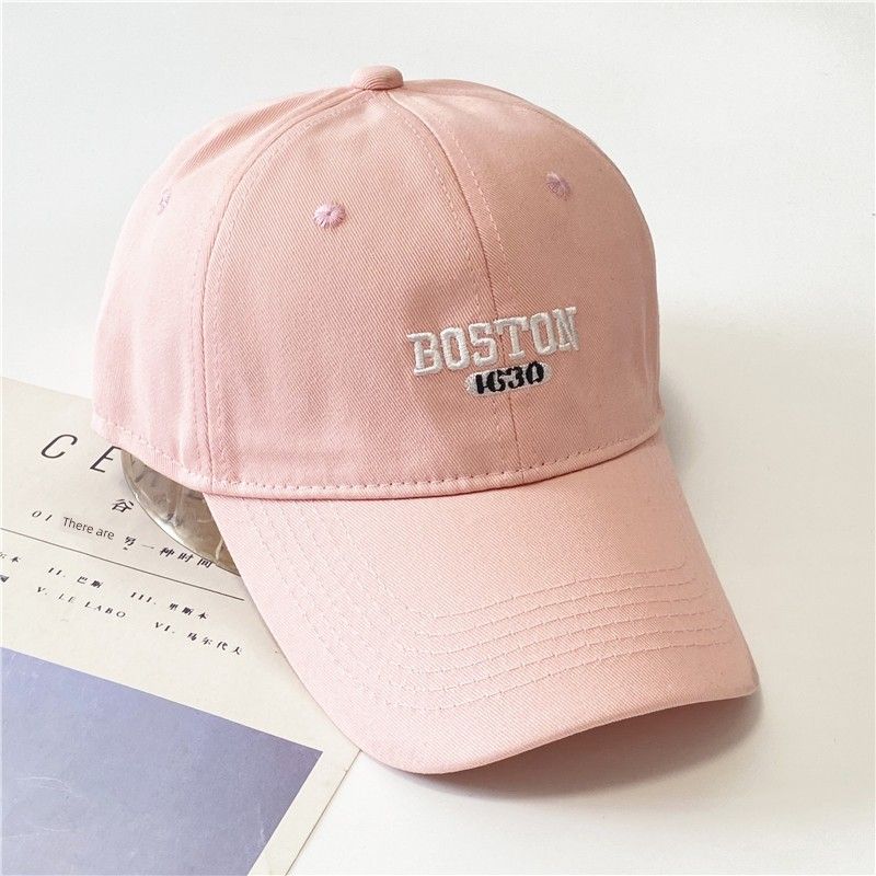 

Style Baseball Cap for Women Chic Fashionable All-Match Sun-Proof Japanese Style Embroidery Letters Student Face-Showing Small Peak Cap Hat for Men Pink Adjustable