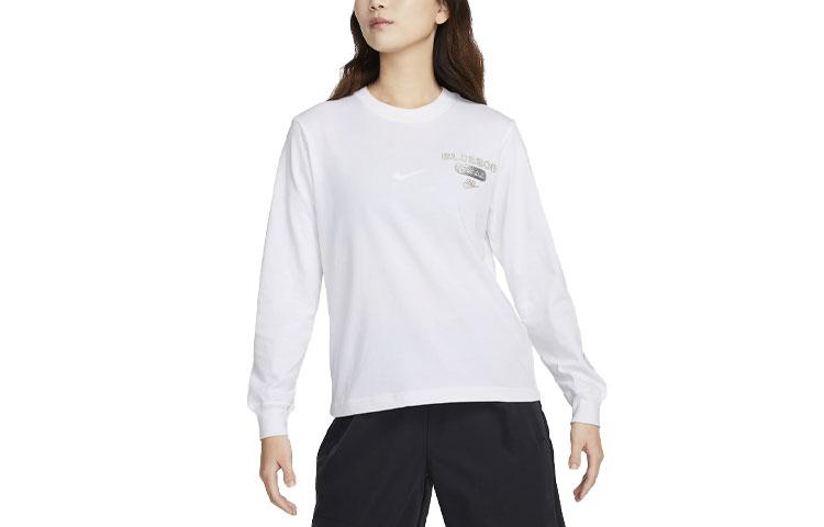 

Nike T Shirts Women s White Crew Neck Moderate Straight Fit FJ9761-100 M