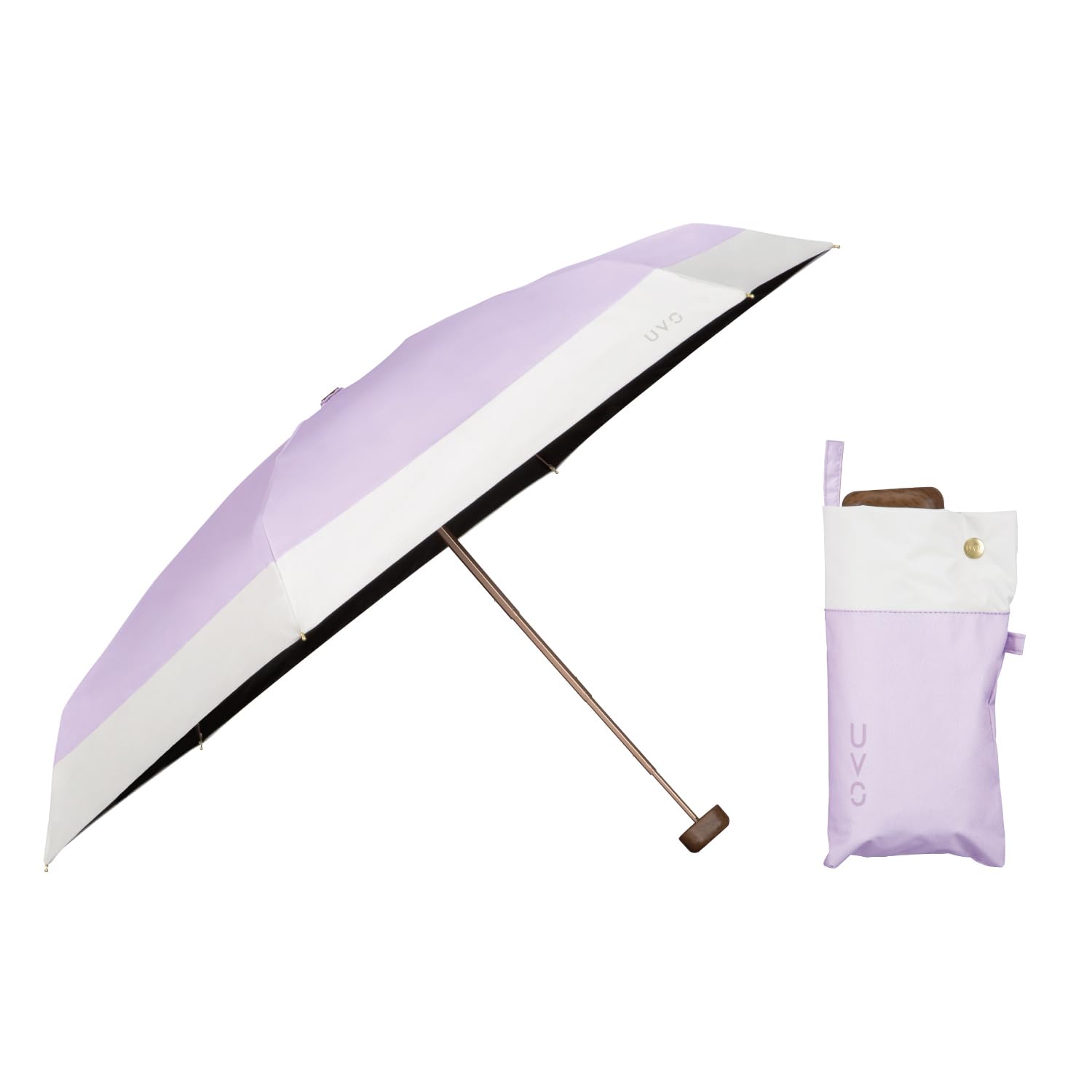 

UVO Складной Максимальная Блокировка Света УФ Тепла Подходит для Солнца и Wpc. (Убо) Зонт, Солнцезащитный зонт, 5 секций, Лавандовый/Не совсем белый, 100% & Защита,
