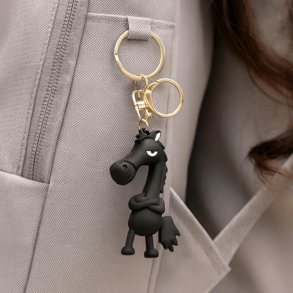 Cartoon Horse Bag Pendant Simulation Black Horse Bag Ornament Lucky Horse Mascot  New Year Gift