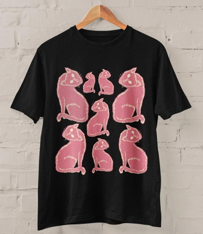 Сюрреалистичный Кот Готика Гранж Пастель Темная Академия Альт Панк Странная Футболка Унисекс S