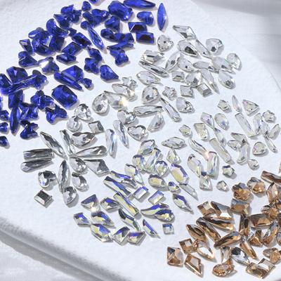 50 Peças Strass Gemas Fundo de Vidro Aurora DIY Nail Art Unhas Strass Plano para