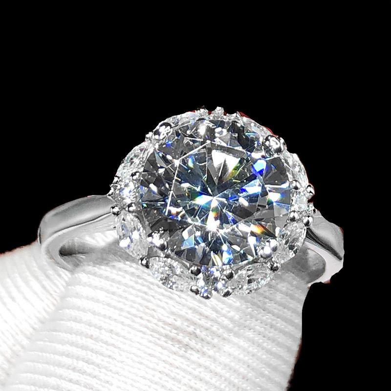 Fashionable 5 Carat High Carbon Moissanite Ring In Luxurious White Gold Tone For Women
