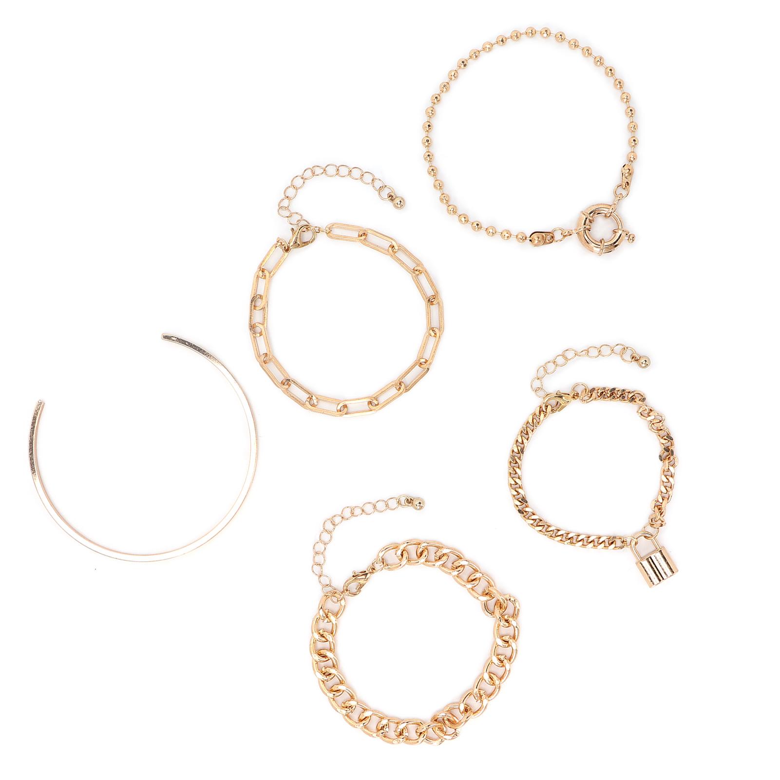 

Fashionable Rapper Chain Hip Hop Cuban Link Chain Alloy Bracelet Set