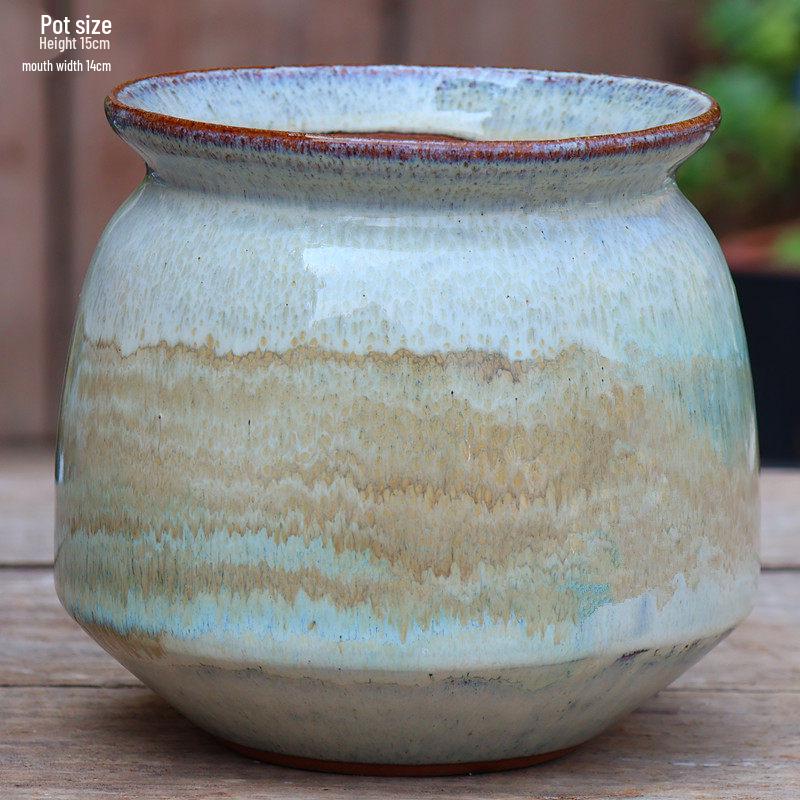 Handmade Coarse Pottery Tall Flower Pot for Succulents and Green Plants – Breathable Ceramic Jar for Bird of Paradise & Bougainvillea