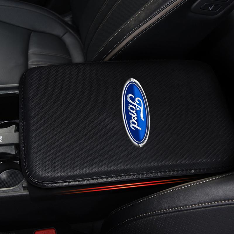 1Pcs Car Armrest Box Mats Leather Center Console Covers Styling For Ford Focus Mk2 Mk3 Fiesta Ranger Mondeo S-MAX Kuga Mustang