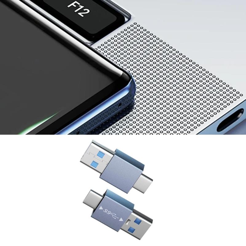 2 Stück tragbarer Typ-C-zu-USB-3.1-Konverter, Stecker auf Stecker, mit doppelter Funktionalität für Smartphones und Laptops