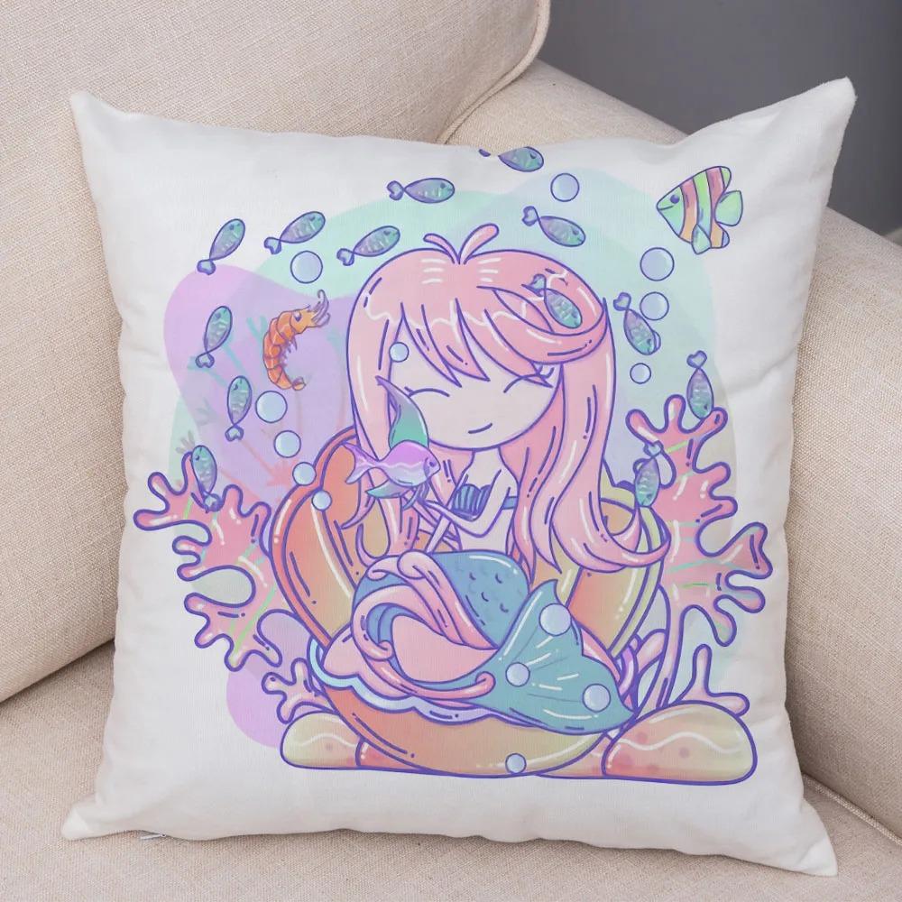 Taie d'Oreiller Décorative En Forme De Sirène Mignonne, Ornements De Bureau, De Salon, De Maison