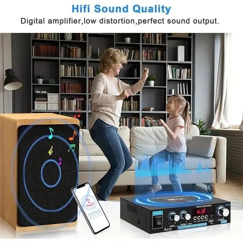 AK35 800W Bluetooth Amplifier 2 Channel Stereo HiFi Digital Display Multifunctional Music Amplifier For Car Classroom Home Audio