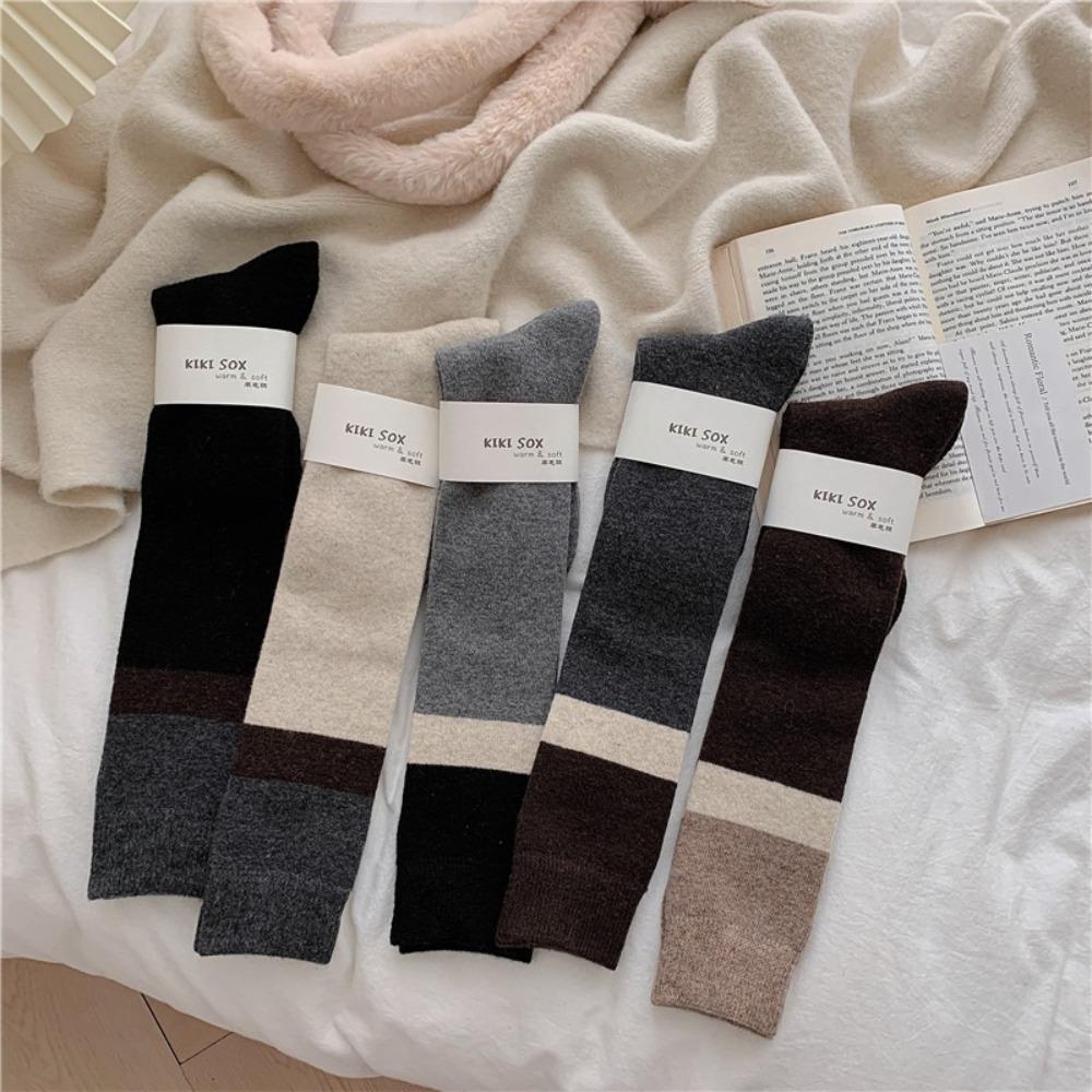 

Thicken Long Socks Wool Cashmere Knee Socks Comfortable Thigh High Stockings Autumn D